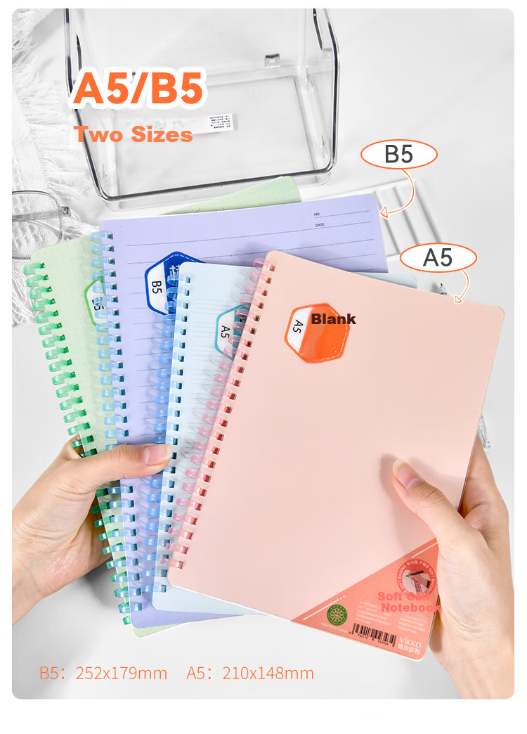 Duoliboshi Stationery B5 Dot Grid Notebook, 60 Sheets, 5*5MM High-Quality Simple Soft Spiral Notebook, Student Error Correction Draft Journal, Portable Learning Supplies, 1 Book 5