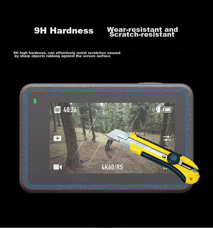 Earlymen Dual Set of Tempered Glass Screen Protectors for DJI Action 6, Lens Protection Film for Action Camera, High-Definition Protective Film (Main Screen Film + Front Screen Film + Lens Film), Non-Cage Versio 6
