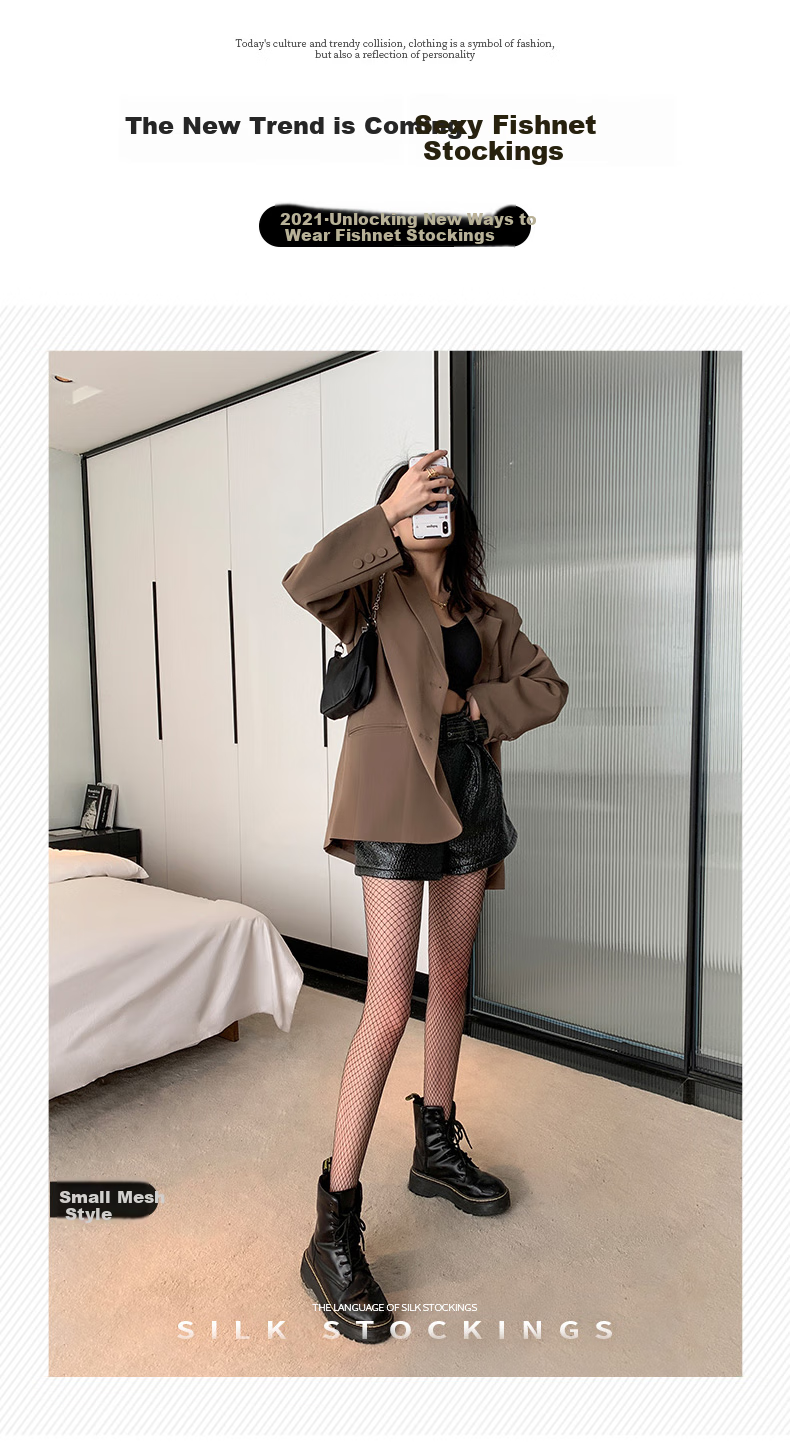 LangSha Silk Stockings, Women's Fishnet Socks, Black Sexy Summer Ultra-Thin Trendy Ins Fashion Hollow Mesh Pantyhose 2