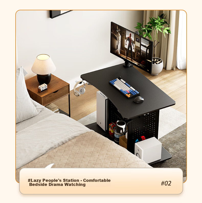 PSEAT Computer Desk Gaming Station with Multiple Scenarios, Compact Desk with Movable Computer Table, Home Gaming Desk 16