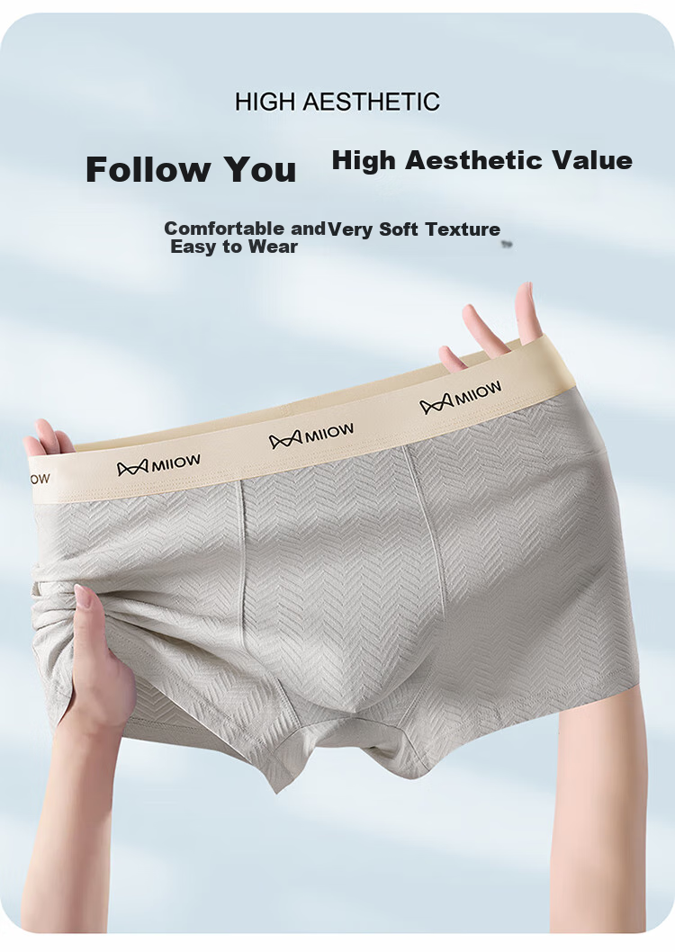 MiiOW Men's Underwear [2025 New Style], 7A Antibacterial Pure Cotton Seamless Breathable Youth Large Size Boxer Briefs 5