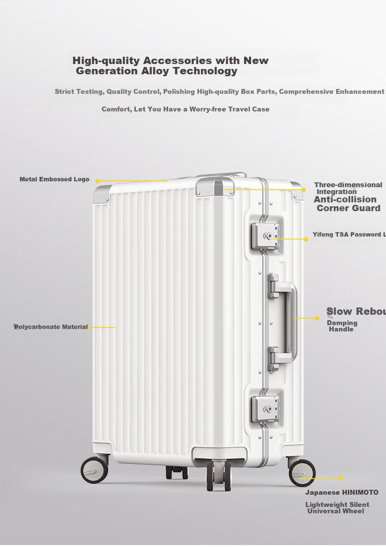 ROAMING Luggage Suitcase Large Capacity Stylish Travel Case for Men And Women with Password Lock And Leather Handle, 24-Inch Champagne Gu 5