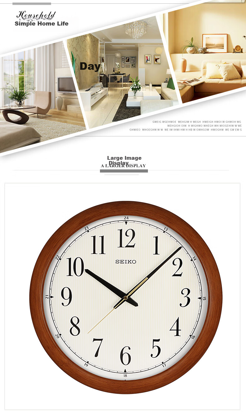 SEIKO Clock, Home Use, No Drilling Required, 12 Inches 30cm, Three-Dimensional Scale, Simple Design for Living Room And Bedroom Wall Clock 7
