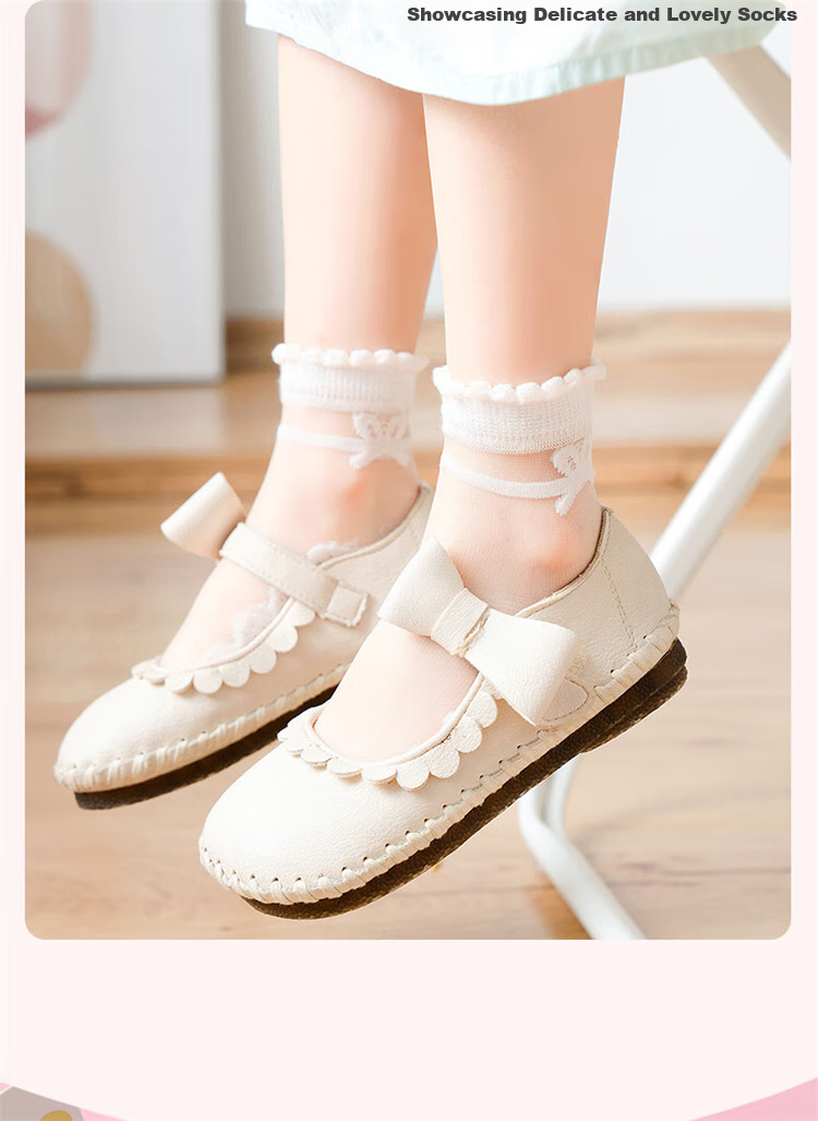 LangSha Children's Socks, Girls' Summer Ultra-Thin Crystal Socks, Versatile Lace Short Socks for Girls And Toddlers 4