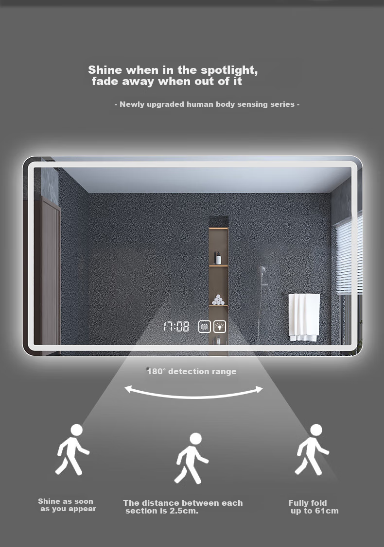Moxiao Smart Mirror Hotel Bathroom Makeup Mirror Touchscreen Anti-Fog Bathroom Mirror 700*900mm Two-Button Three-Color Timer 4