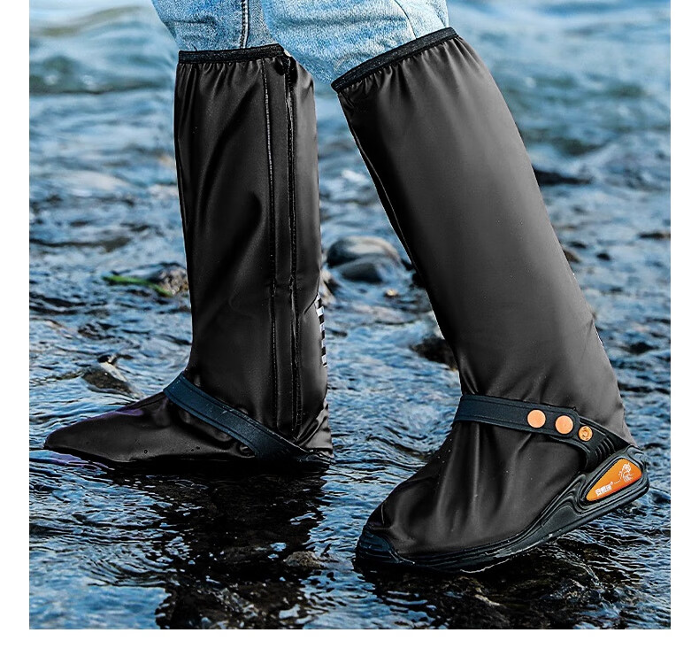 Ansairui Outdoor Camping Rain Boots, Tall Thickened Wear-Resistant Cycling Waterproof Boot Covers, Black, L, 3G00668 3