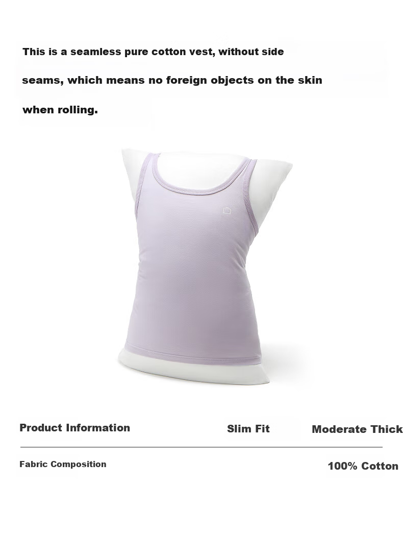 Jiao Nei Cotton 301H Women's Vest 100% Pure Cotton Narrow Shoulder All-Cotton Homewear Spring Summer Sleeveless Seamless Pajamas 1