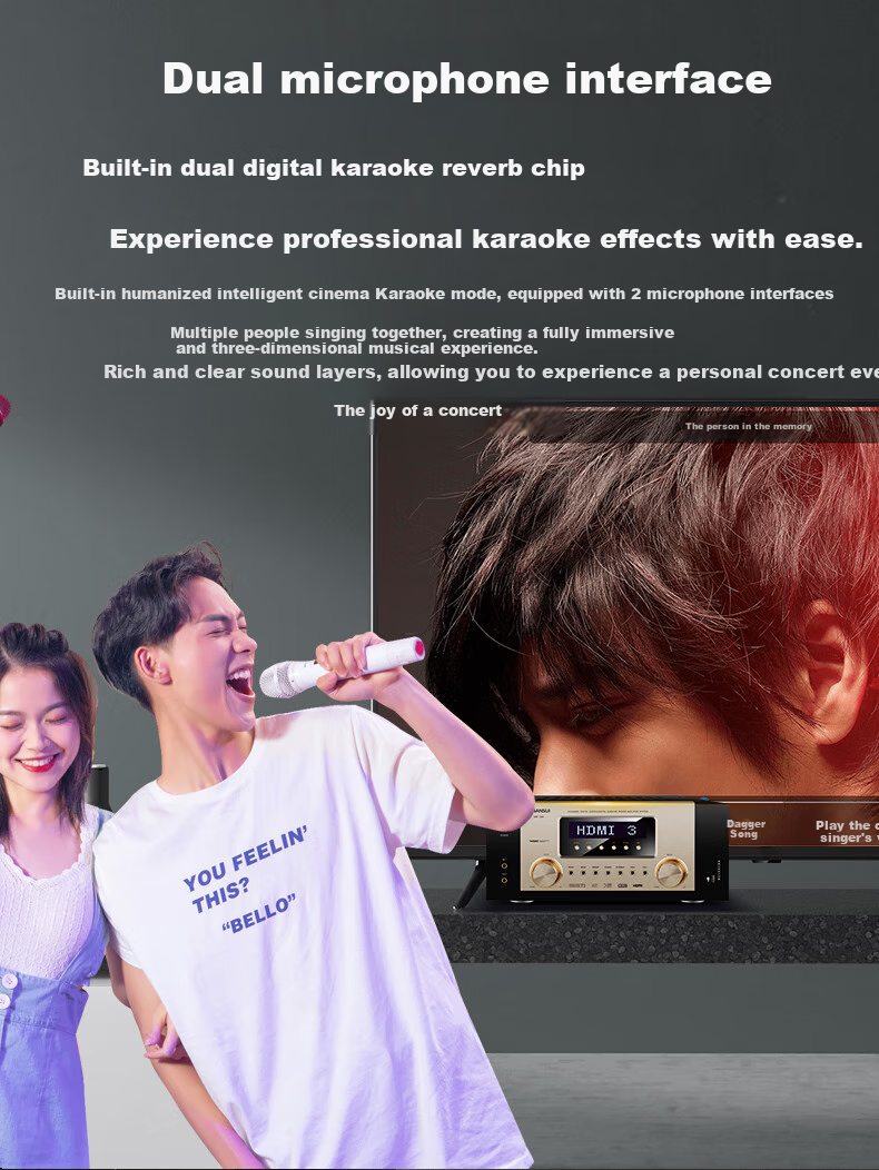 SANSUI DM-30A, 7.1 Audio Amplifier, Speakers, Home Theater 7.1 Channel AV Amplifier, 4K Direct Through, Audiophile-Grade HIFI Sound Quality Smart Speaker Amplifier, High Power 8