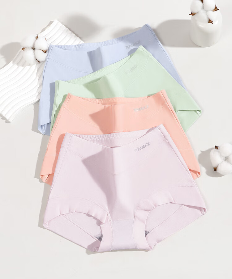 Hodo Home Women's Soft Cotton High-Waist Boyshort Underwear 7A Antibacterial Hip-Hugger 4-Pack Set 1 Size S 8