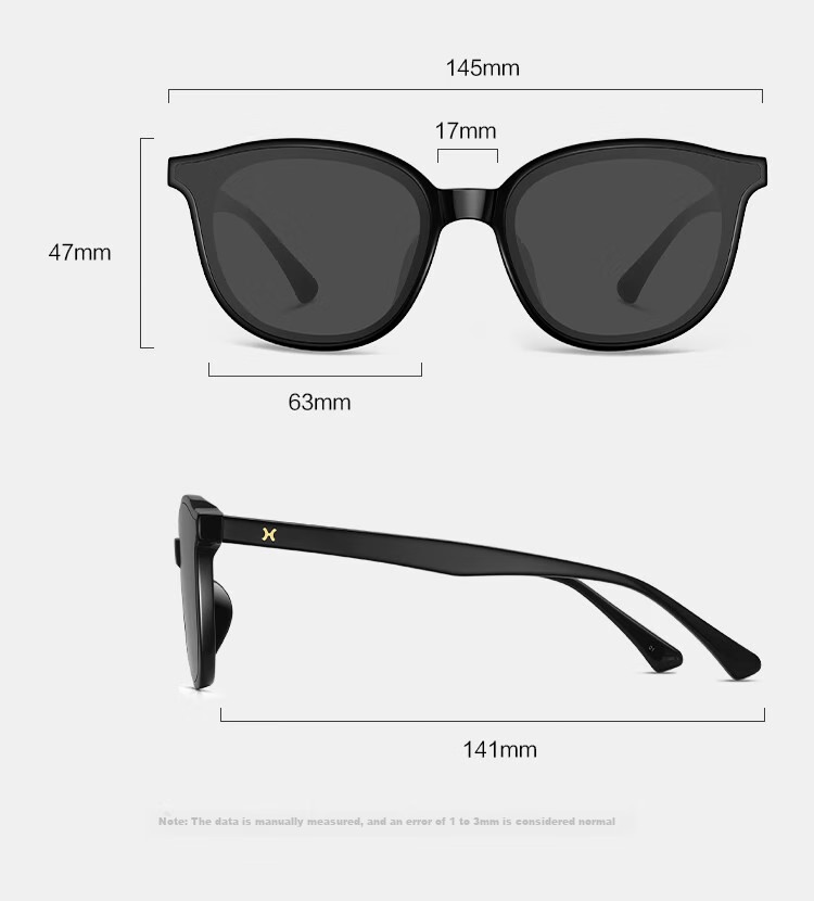 LOHO 2024 New Women's Sunglasses, Mirror Finish for A Luxurious Look, Small Frame, Acetate Material, Round Frame, Fashionable Eyewear, LH09636 Black 10