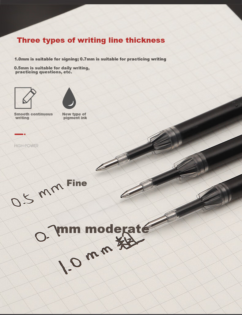 BAOKE PS2760 0.7mm Black Retractable Gel Pen Refills, Ink Pen Refill for Signature Pens, 20 Pieces/box 4