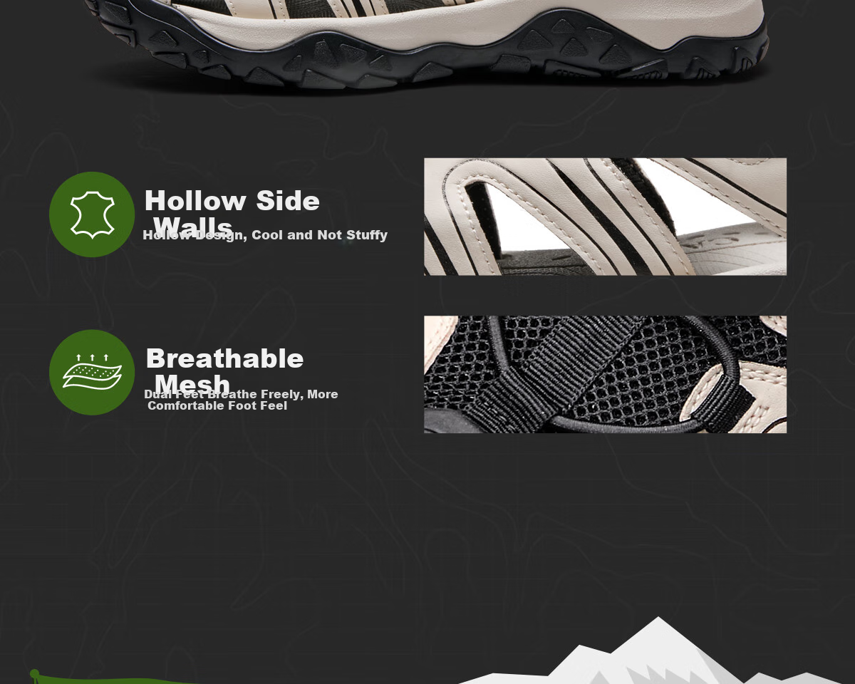 CAMEL Outdoor Water Trekking Beach Breathable Casual Sports Sandals for Men G15M076023 Off-White/Black Size 44 6