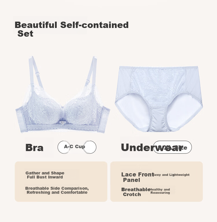 Dushiliren 26 New Women's Bra Set, Side Push-Up, Gathered, Breathable, Sexy Lace Brassiere And Panties Gift 2B353I 3