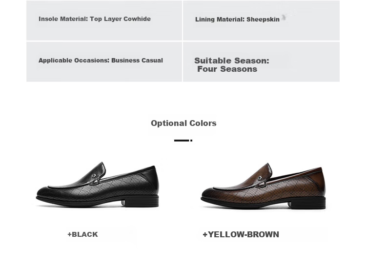 Goldlion Men's Loafers, Perforated Breathable Sandals, Business Casual Shoes G580420170AAD Black Size 41 20