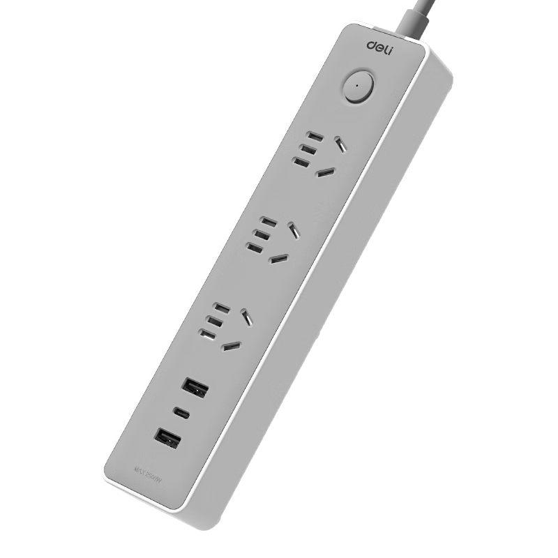 Deli 20W PD Multi-Port Fast Charging Power Strip, USB Desktop Power Strip Socket, Compatible with Apple Xiaomi Android Huawei, 1.8m Total Control 3 Outlets + 2A1C LU9082