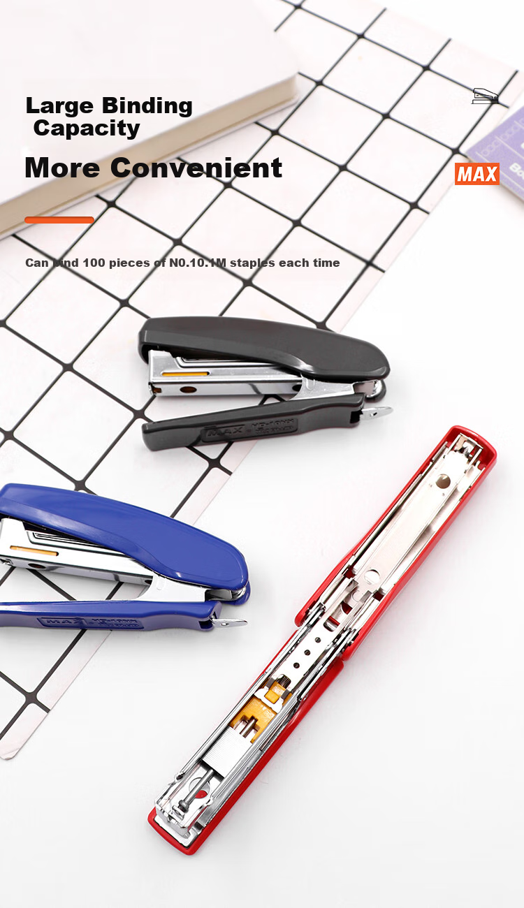 MAX Meikesi HD-10NX Mini Stapler, Student Office Stapler for Binding 2-20 Pages with Staple Remover, Compatible with No.10 Staples, Red 3