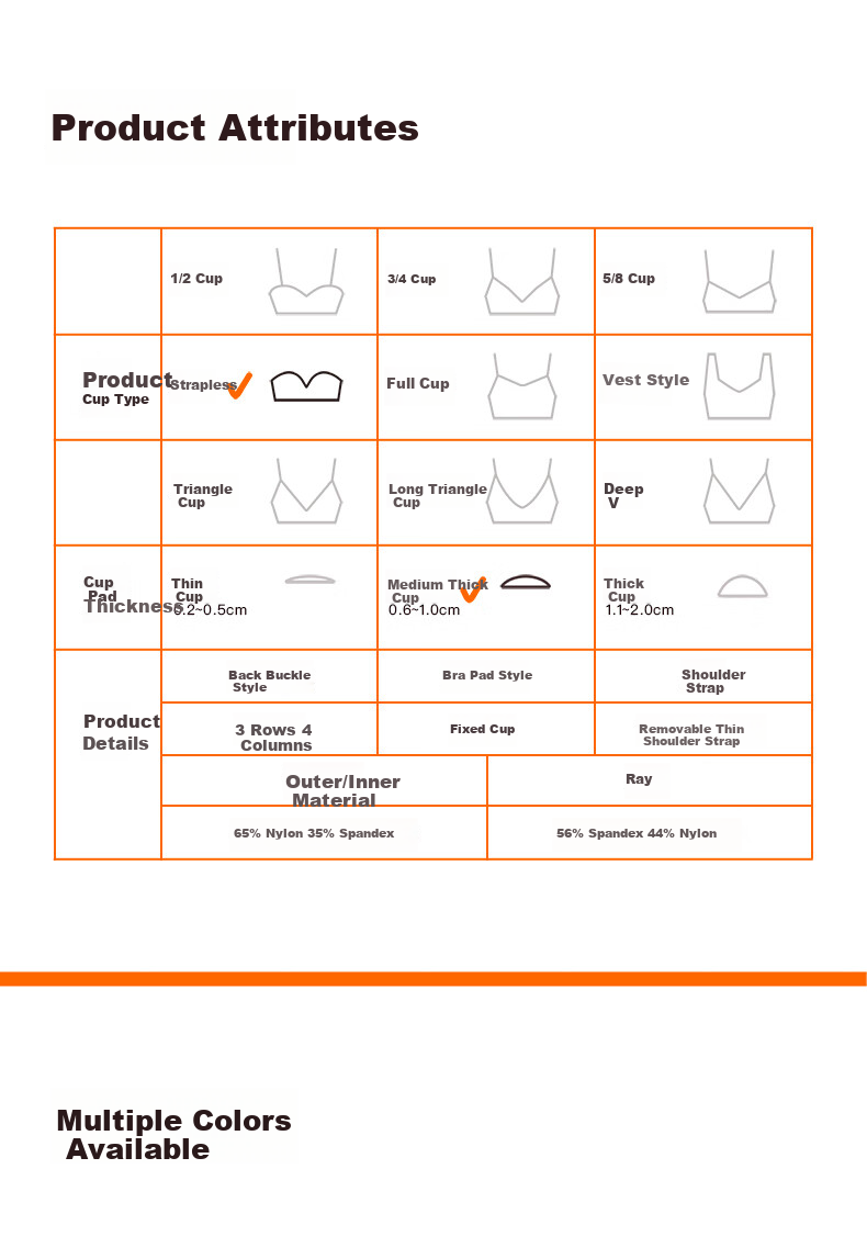 NEIWAI Orange Label Zero-Worry Strapless Anti-Slip Wireless Fixed Cup Bra, Women's Breathable Underwear with Detachable Straps 13