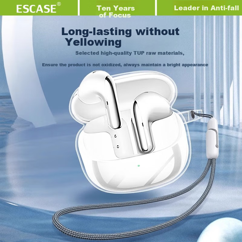 Защитный чехол ESCAPE для Xiaomi Buds 5 Pro, прозрачный, TPU, противоударный, с ремешком