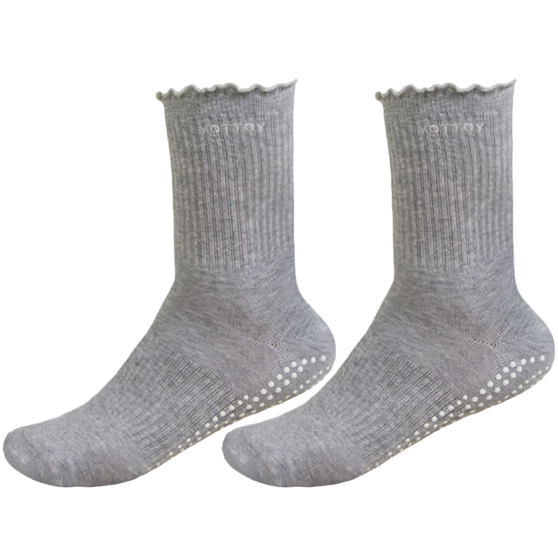 Yottoy Non-Slip Yoga Socks Professional Women's Pilates Knee-High Training Socks Sports Anti-Slip Long Socks Light Cloud Gray
