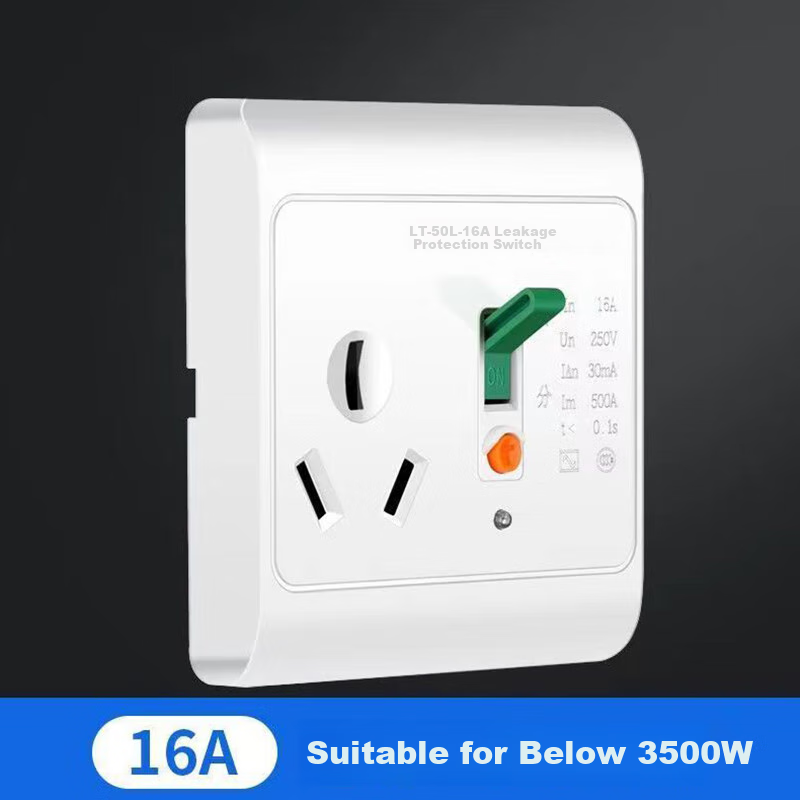 MIWHD 86-Type Concealed Leakage Protection Switch Socket, Air Switch, Three-Hole Socket, 16A