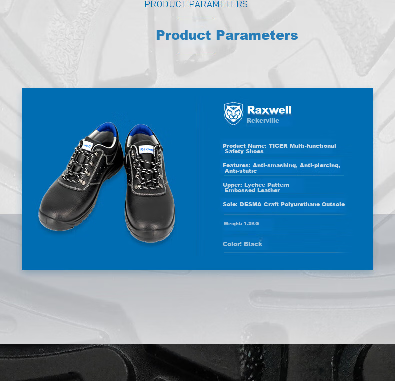 Raxwell Tiger Safety Shoes, Work Boots, Size 43, Anti-Smashing, Puncture-Resistant, Anti-Static, Low-Top RW3108 3
