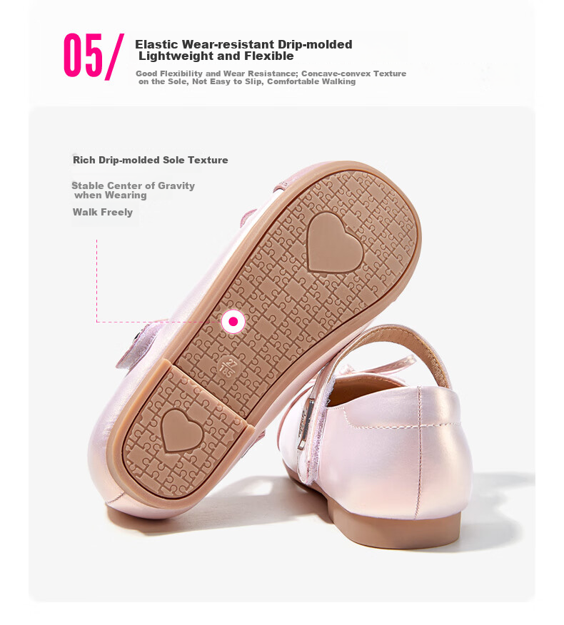 Barbie Children's Shoes, Spring And Autumn Kids Leather Shoes, Cute Color-Block Princess Style Girls' Small Leather Shoes, Fashion Shoes DA6039 Pink Size 27 12