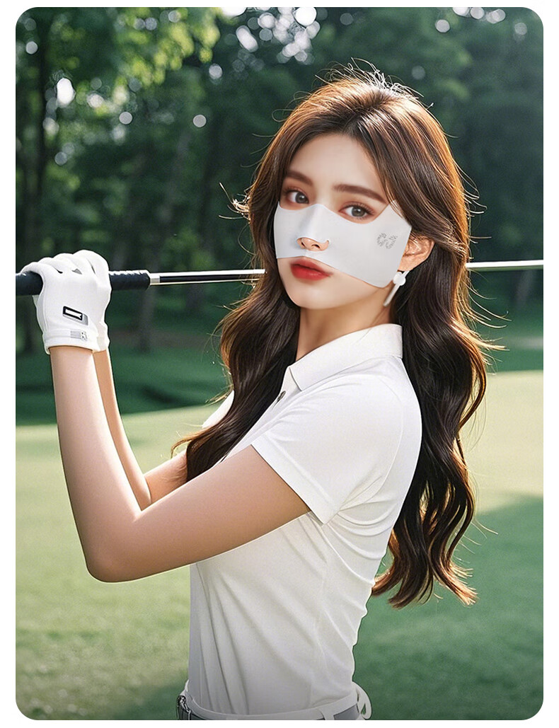 GLO-STORY Ice Silk Sun Protection Mask for Women Outdoor UV Protection Breathable Golf Face Cover Ear-Hook Style 13