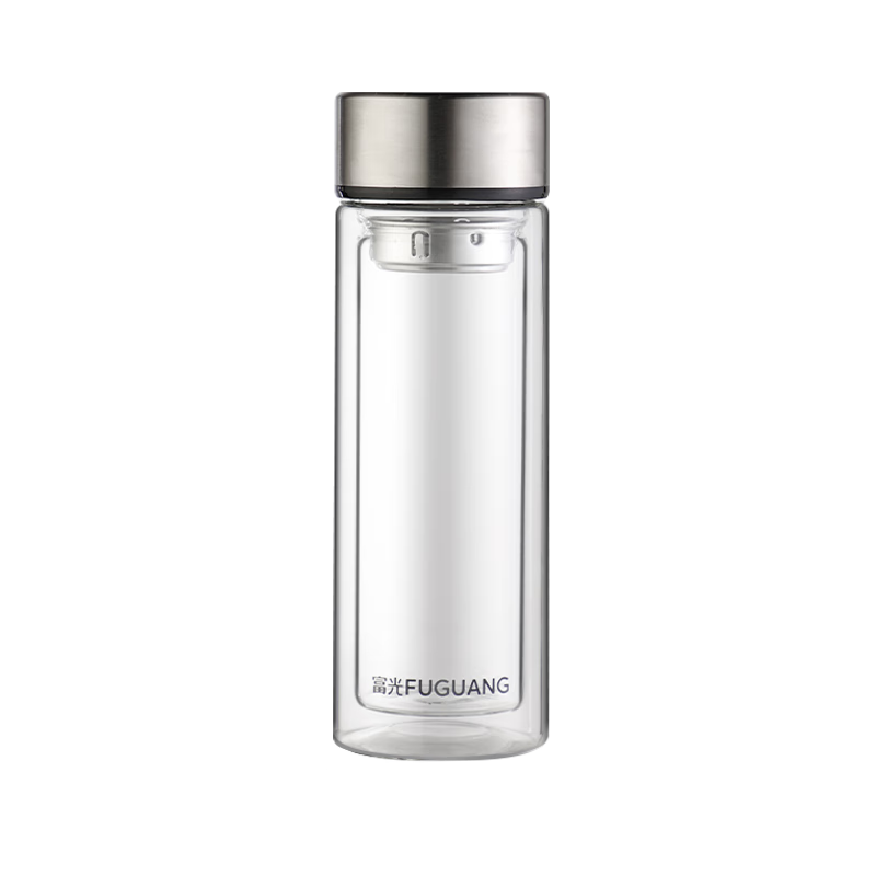 Fuguang Double-Layer Glass Cup, Large Capacity with Tea Strainer, High Borosilicate Tea Infuser Cup, Business Men's Office Mug