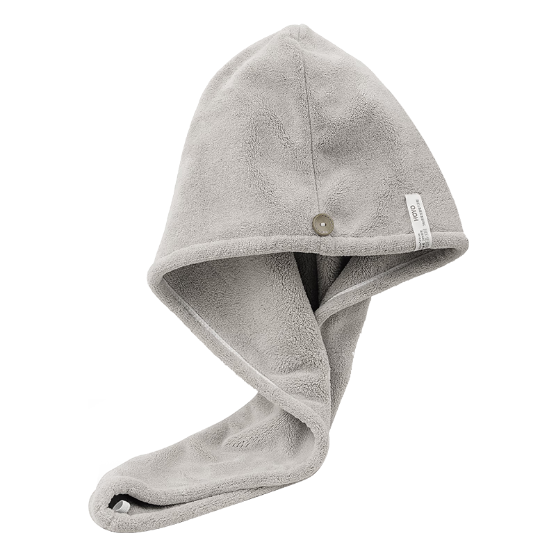 HOYO Japanese Hair Drying Cap for Women, Class A Snow Smooth Velvet Soft Absorbent Hair Drying Cap, Thickened Hooded Quick-Drying Towel, Light Gray