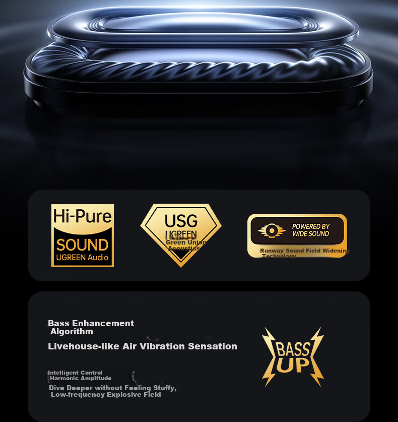 UGREEN HiTune S7 Air [Major Upgrade] Bluetooth Earphones, In-Ear Bone Conduction Open-Style Sports Running Translation Headphones, Compatible with Apple Huawei Xiaomi Black 6