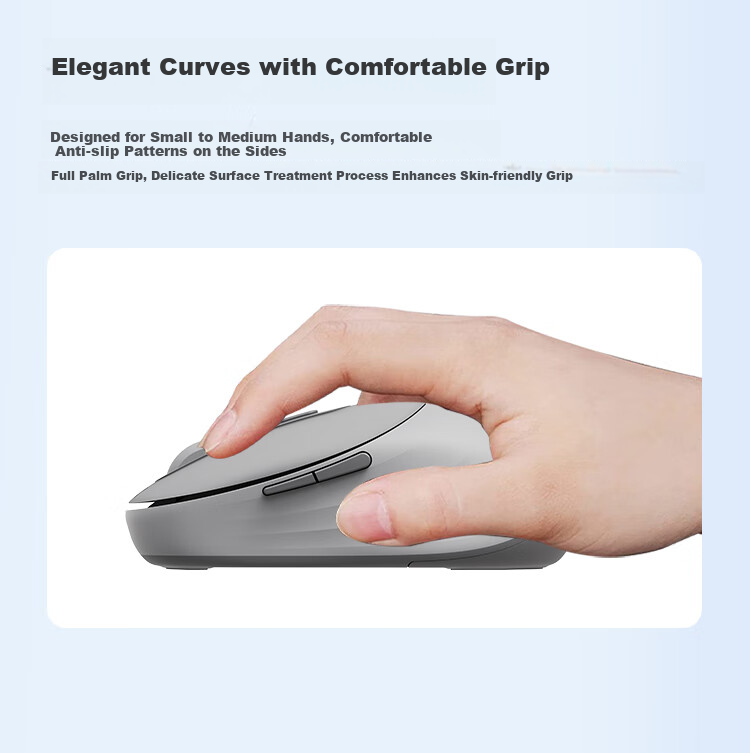 Lenovo Xiaoxin M2 Dual-Mode Wireless Bluetooth Mouse, Quiet And Portable, Skin-Like Feel, Comfortable Office Mouse, Computer Laptop Desktop All-In Tablet Mouse M2-BT Gray 4