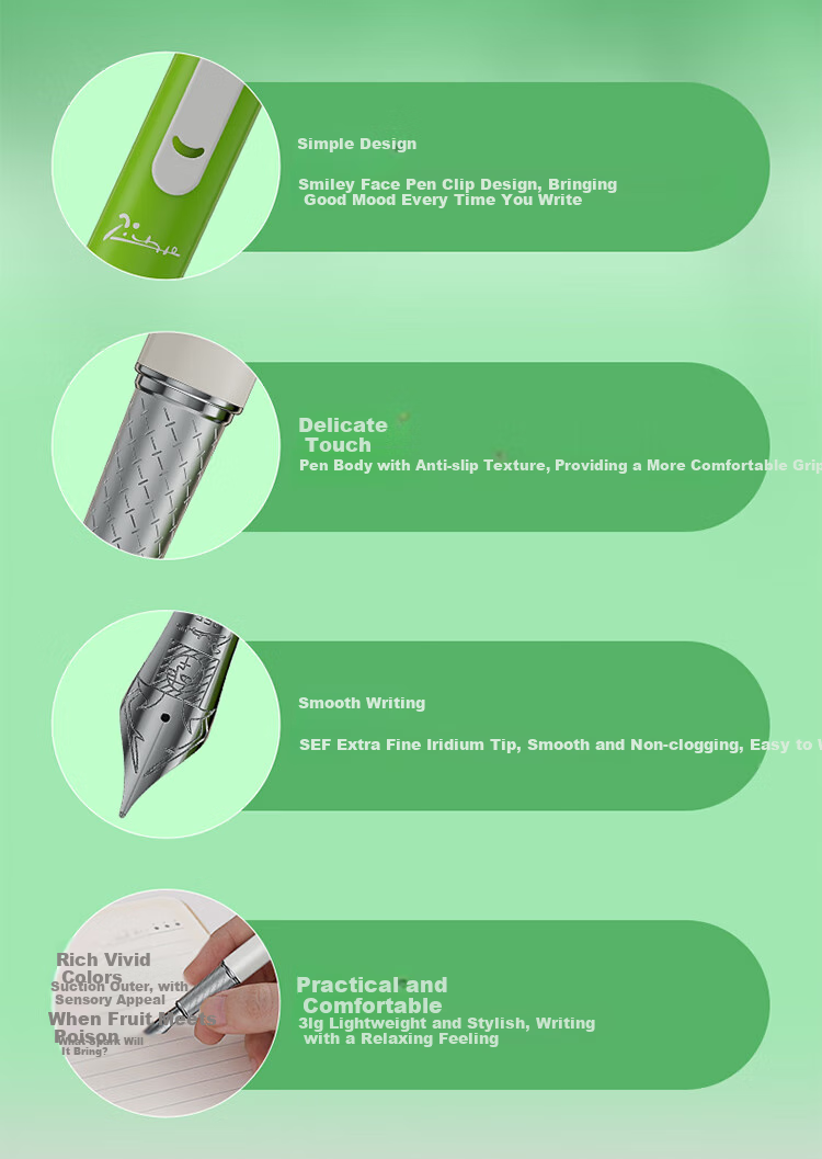 Pimio Fountain Pen Gift Box (Fude Niouyou) Signature Pen Adult Male Female Birthday Gift Student Handwriting Practice Office Gift 621 Avocado Gree 12