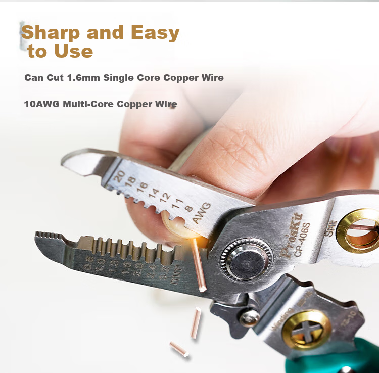 Pro'sKit CP-406S Multifunctional Wire Stripper, Terminal Crimping Pliers 5
