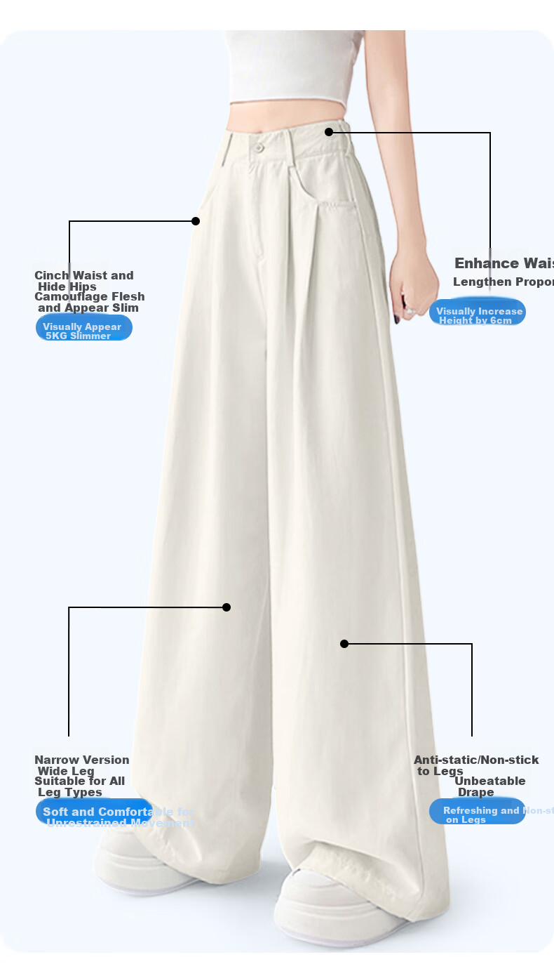 FitonTon Women's Puff Suit Pants, New Spring/summer 2026 High-Waisted Wide-Leg Trousers, Casual Elegant Draping Ladies' Pants 5