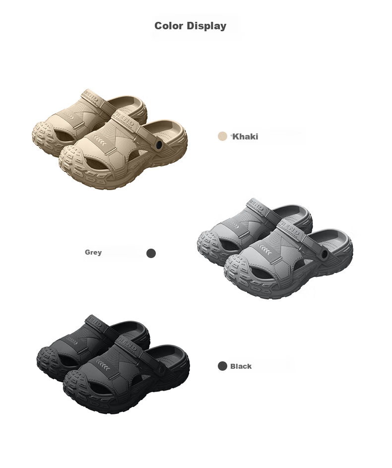 MEXICAN Men's Perforated Shoes, Fishing Sandals, Work Boots, Outdoor Sports Shoes, Large Size, Non-Slip, Water Wading, Beach Slippers, Black, Size 42-43 6