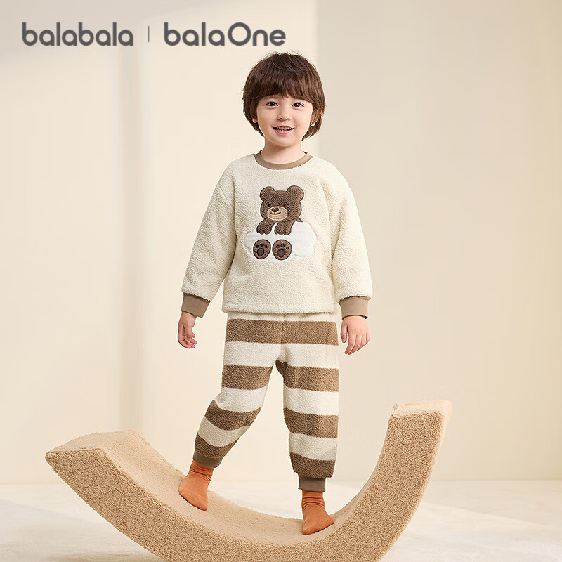 Balabala BalaOne Baby Pajama Set 2025 Winter Half-Fleece Boys and Girls Homewear Warm 208425171207