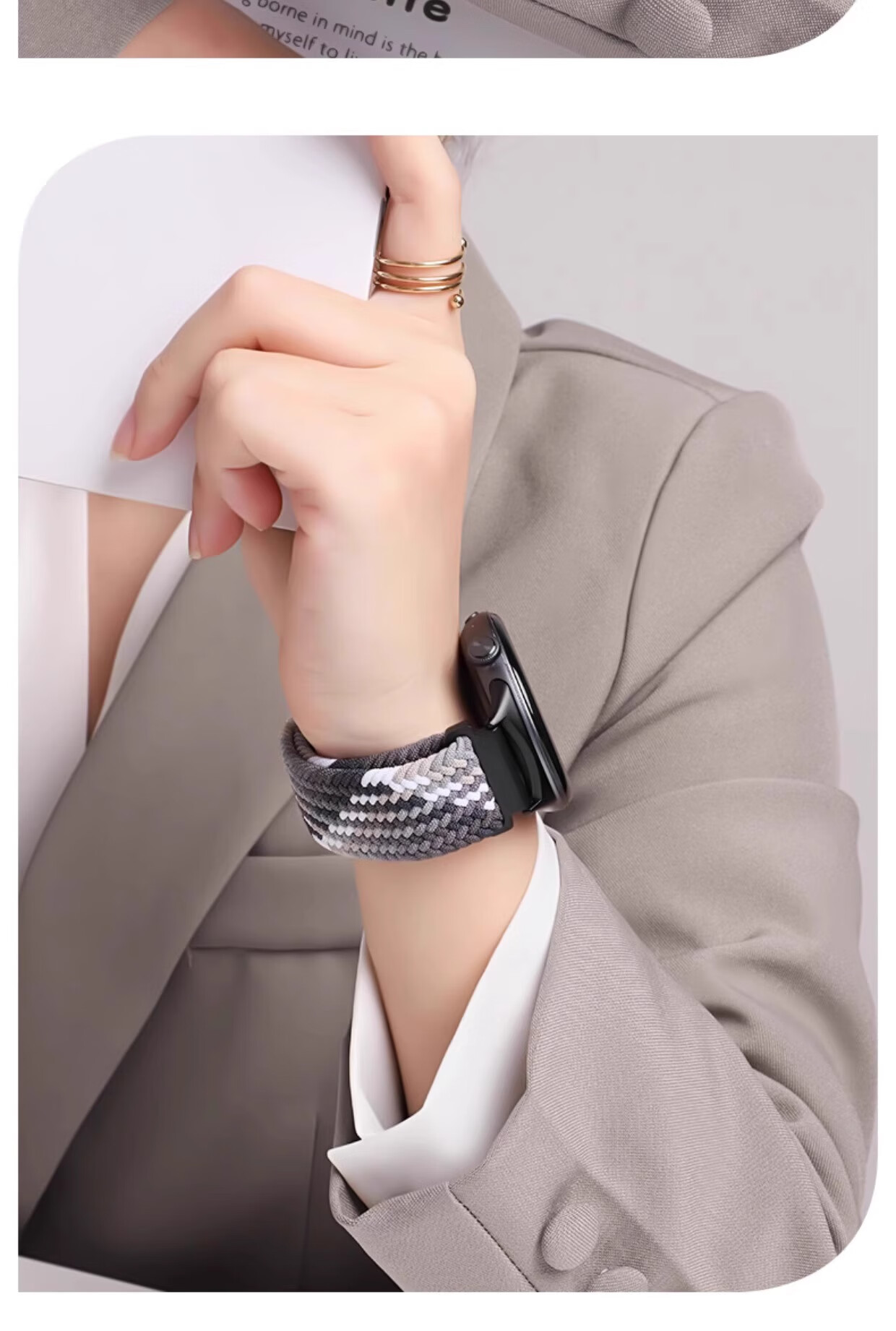 CHENSONG Compatible with Vivo/iQOO WATCH 5 Braided Nylon Loop Strap, Black Chocolate Color 10