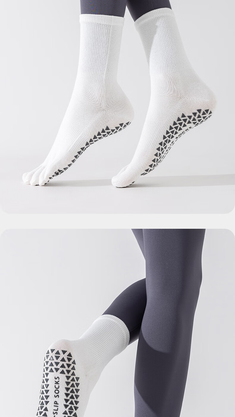 Ziyouxi Women's Yoga Socks 2 Pairs Mid-Calf Non-Slip Pilates Five-Toe Sports Dance Fitness Summer 5