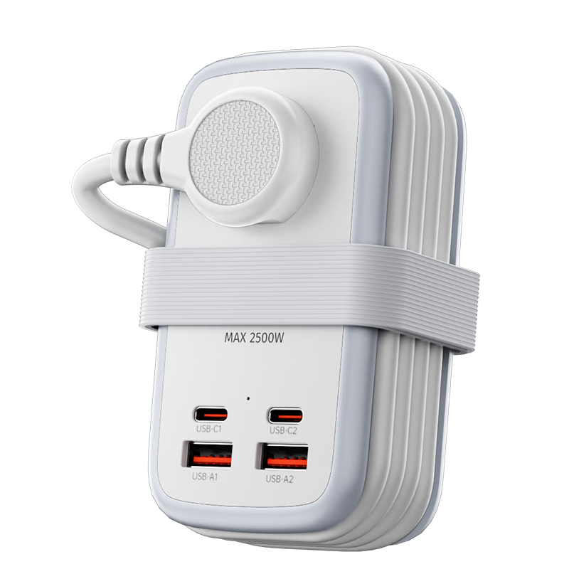 Niudundinglv 65W Gallium Nitride Pocket Power Strip + 60W Dual USB-C Fast Charging Cable Set, Supports Direct Laptop Charging, USB Power Strip/travel Socket