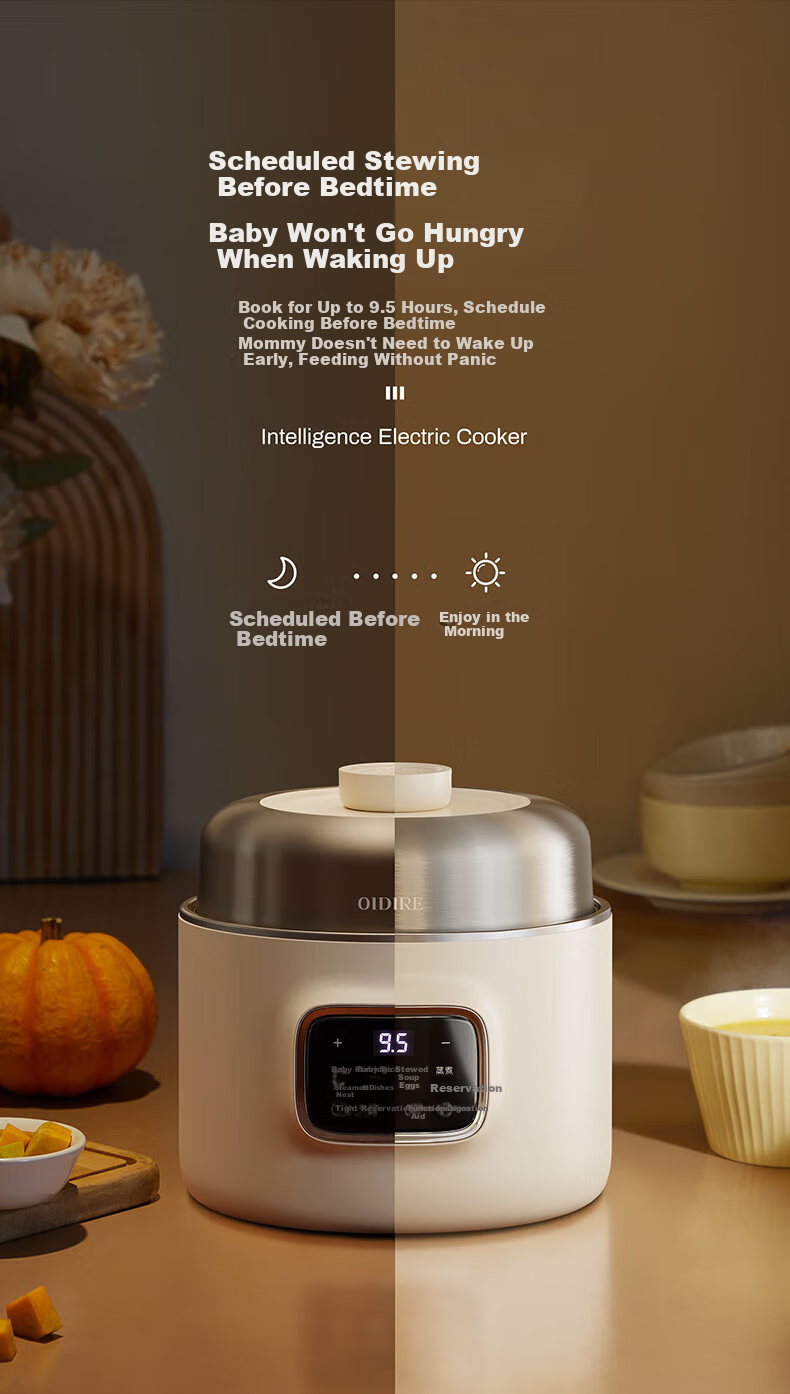 OIDIRE (Oudian) Electric Stew Pot, Double Boiler Soup Cooker, Health-Preserving Ceramic Pot with Automatic Timer for Bird's Nest And Baby Food, ODI-DDZ23A Steamer Model 18