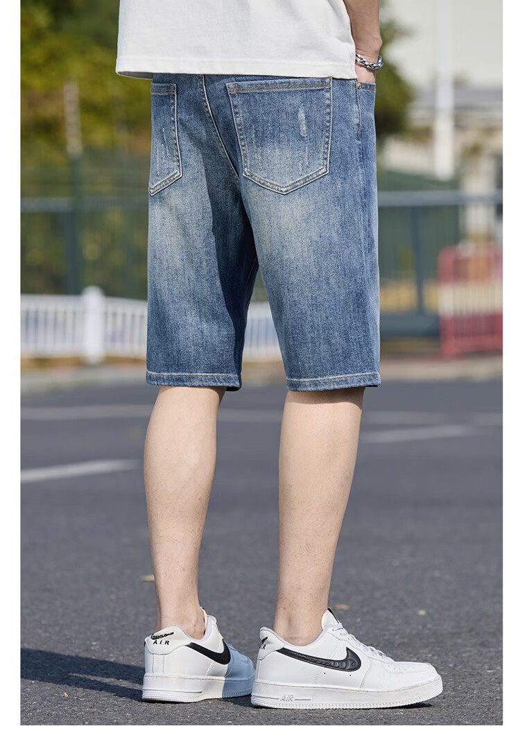 JEANSWEST OUTDOOR Men's Shorts, Summer Casual Breathable Comfortable Denim Knee-Length Pants, Trendy Fashion Outdoor, Faded Blue, Size 29 9