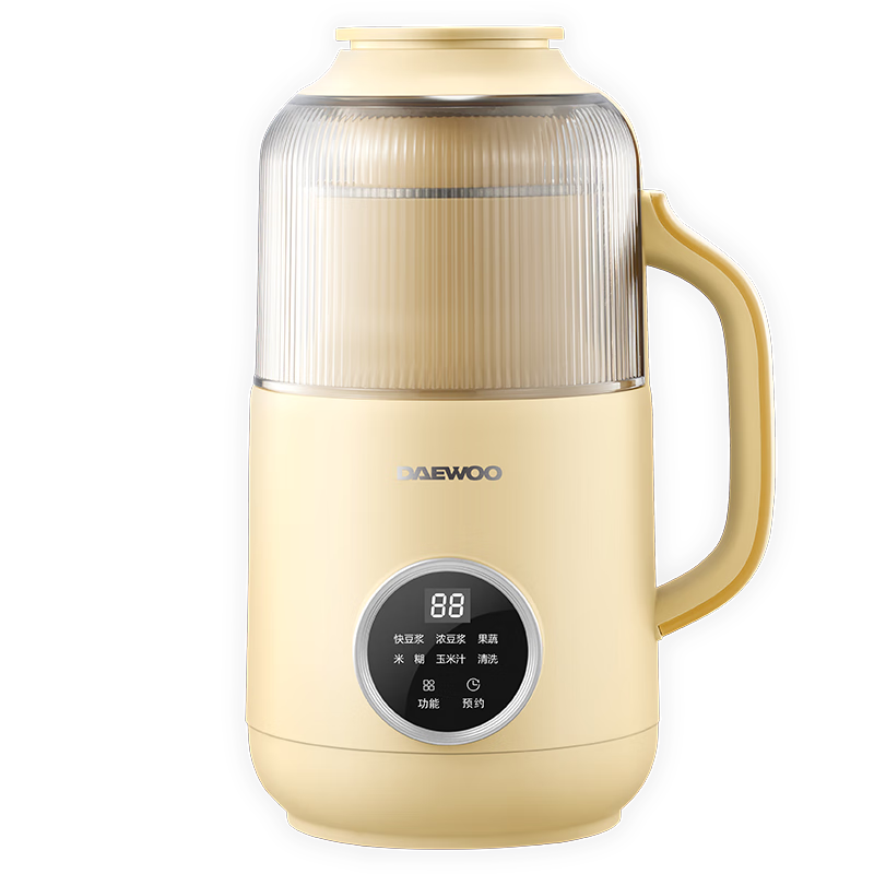 DAEWOO Blender, Small Soy Milk Maker, Fully Automatic, No Cooking Required, for 2-4 People, Quiet Operation, No Soaking Needed, High-Speed Blender, Multi-Functional Food Processor, Home Use, SM06 Yellow