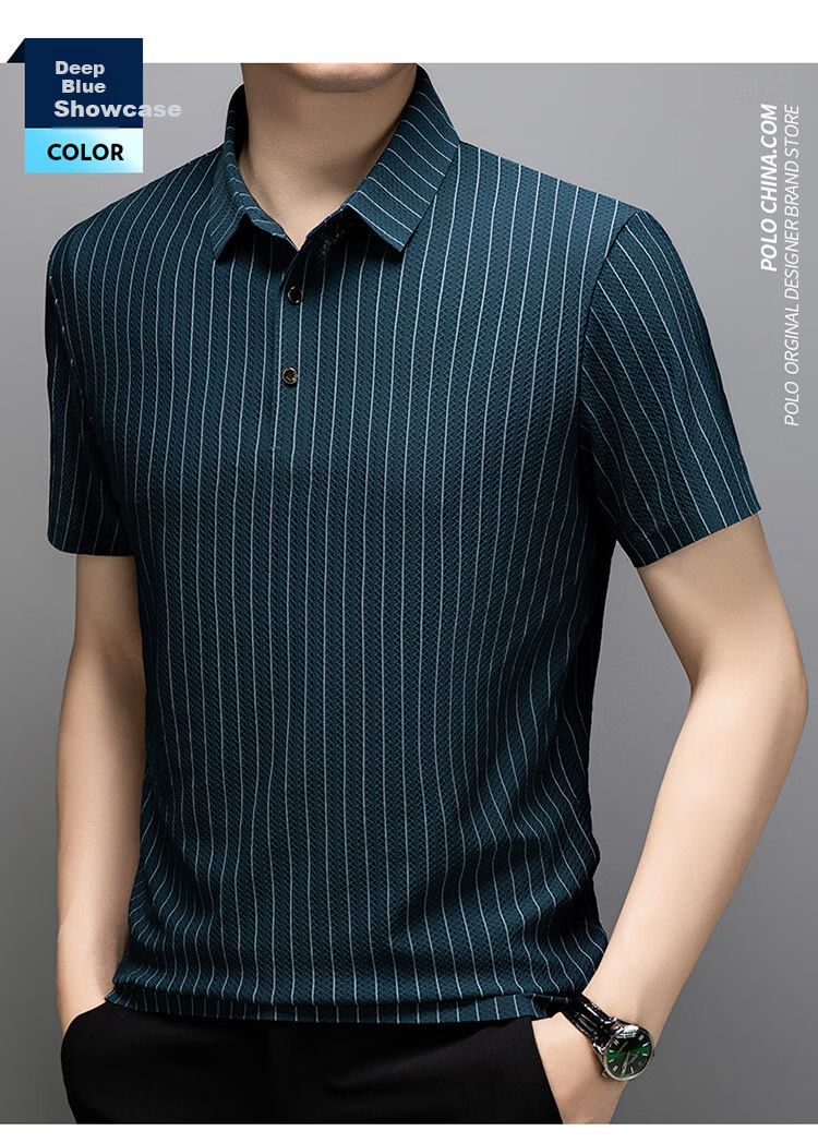 LangSha Polo Shirt for Men, Summer Ice Silk Quick-Dry Seamless Wrinkle-Resistant T-Shirt, Business Casual Collared Short Sleeve, Father's Day Gift 7