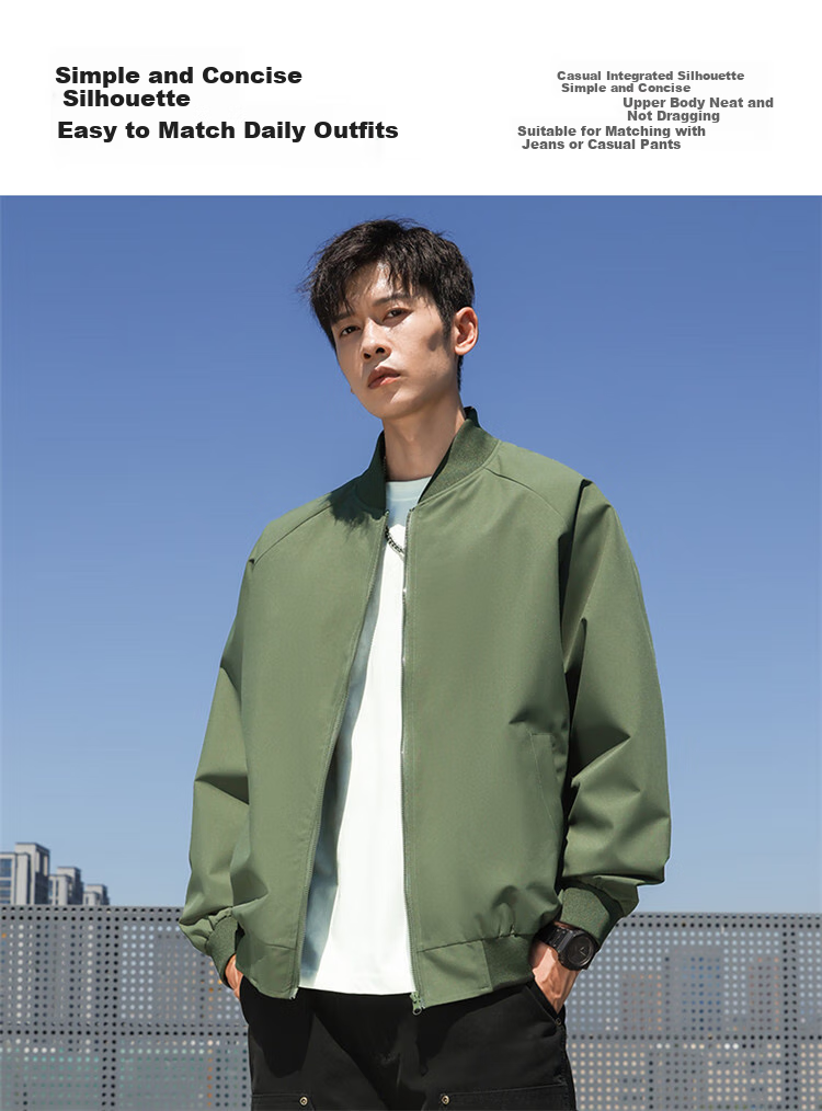 VANCAMEL Jacket for Men, Spring And Autumn Outerwear, Black Baseball Style, Lightweight Business Casual Coat for Men, Silver Gray, 2XL 3