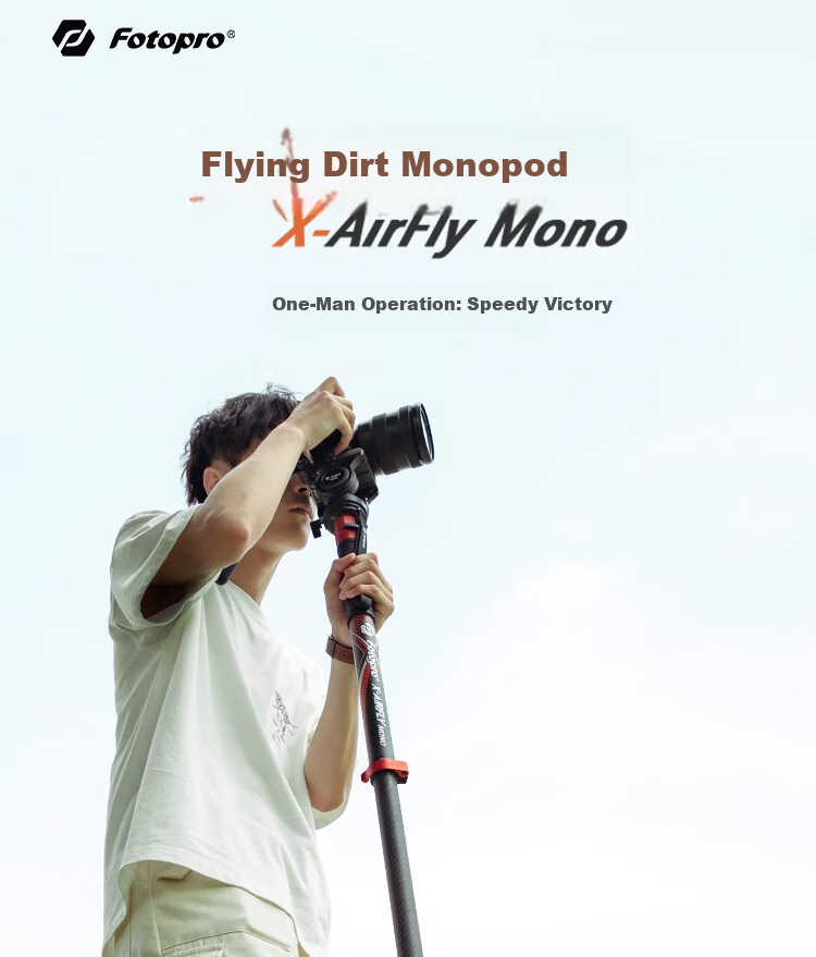 Fotopro Flying One Tripod, Quick-Release Design, Foot-Operated Unlocking, 32mm Diameter Carbon Fiber Camera Tripod, Flame Orange 1