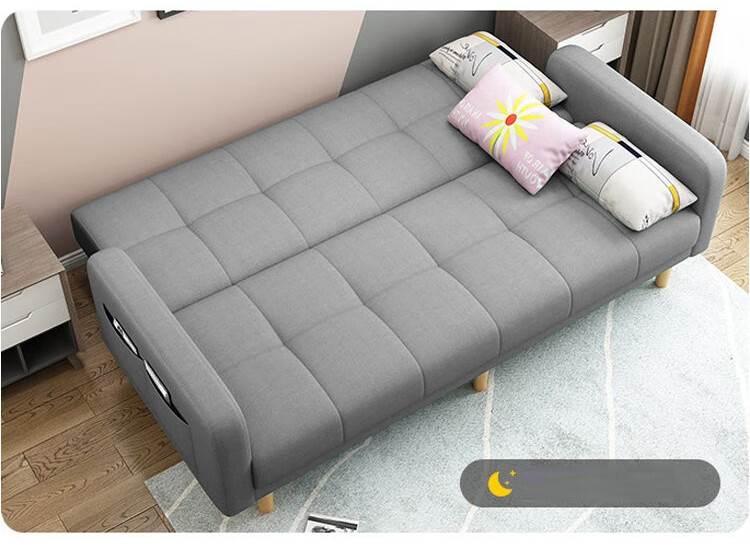 Huakaizhixing Sofa Bed, Dual-Purpose Folding Sofa And Bed, Two-Seater, Tech Fabric Sofa S96, Gray Tech Fabric, 2 Meters 4