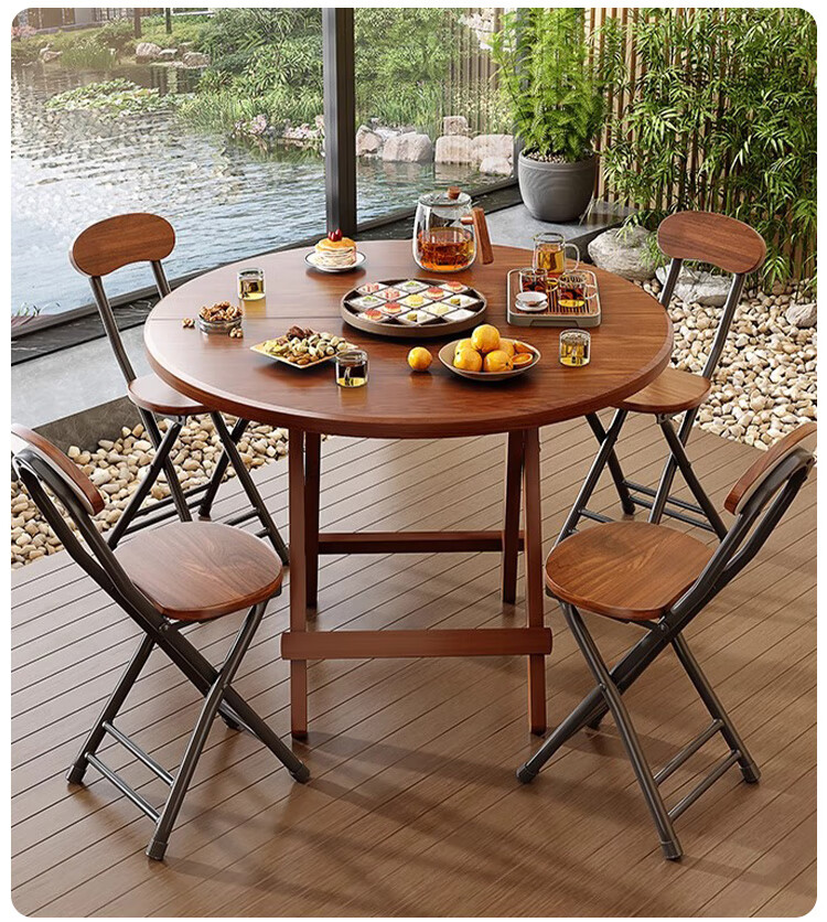 Yupin Foldable Round Dining Table, Simple Home Dining Table for Small Apartments, Outdoor Living Room Table And Chairs CJ123 Square Table Walnut 80 12