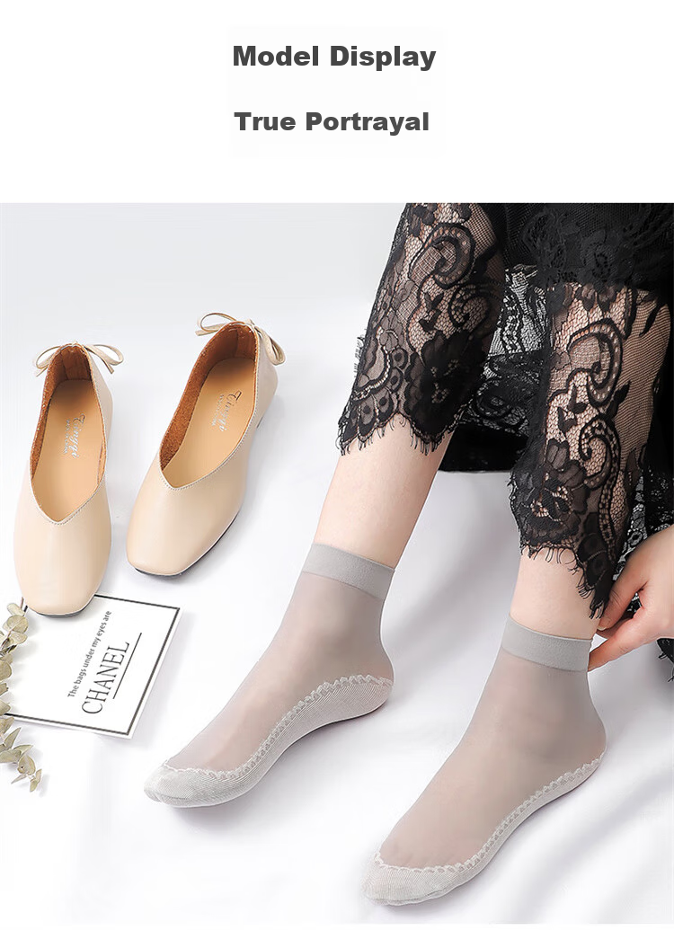 LangSha Silk Stockings, Short 6 Pairs, Spring And Summer Thin Style Women's Socks, Flesh Color Mid-Calf, Reinforced Sole, Non-Slip Short Socks, One Size Fits All, 6 Pairs Per Pack 13