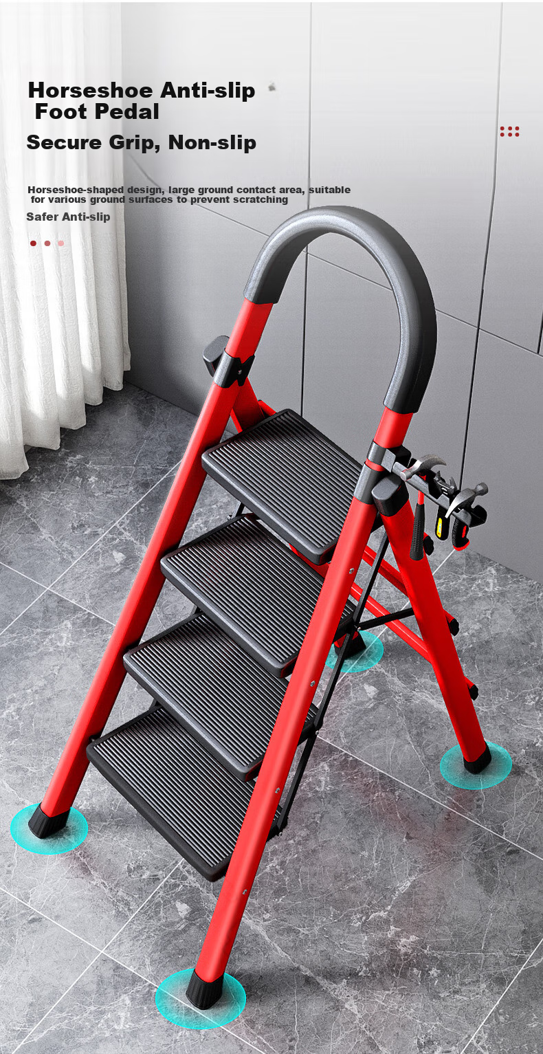 SHULIANG Ladder, Household A-Frame Ladder, Five-Step Ladder, Folding Engineering Ladder, Thickened Carbon Steel 9