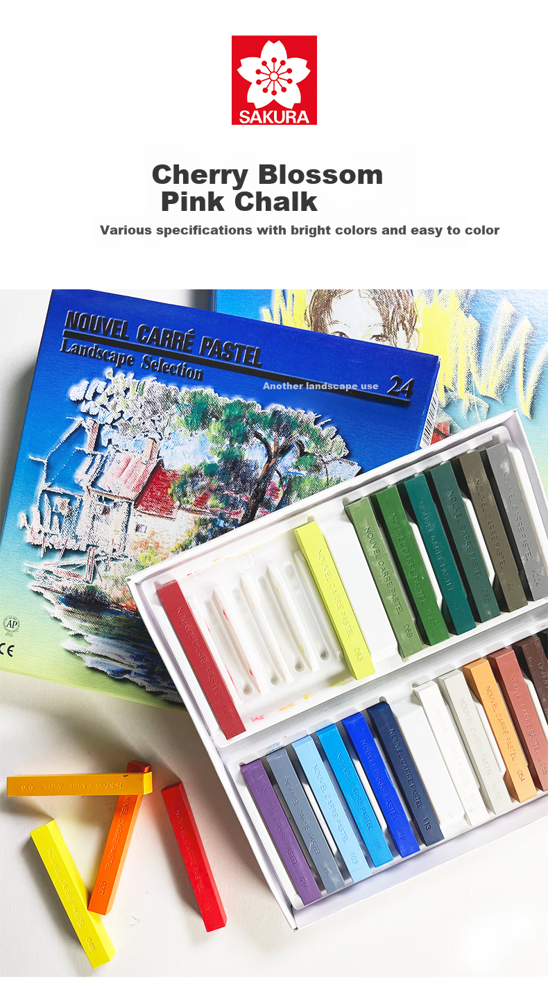 SAKURA Colored Pencils, Hard Pastel Set of 24 Colors (For Landscape Painting), Colored Pencil Drawing Sticks, Paint, Sketching Pencils, Art Supplies for Art Students, Specialized for Art And Sketching 1